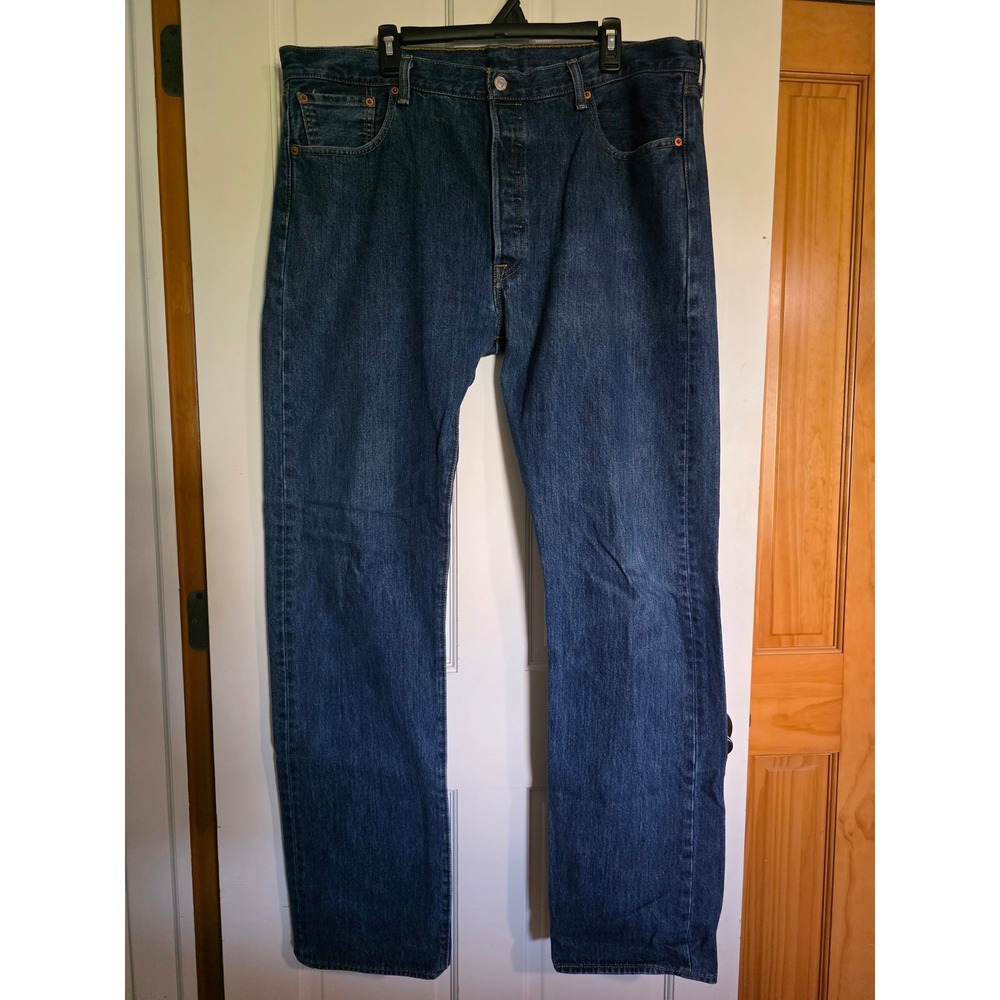 Levis 501 Original Fit Straight Leg Blue Jeans Mens 40x36 Button Fly Denim